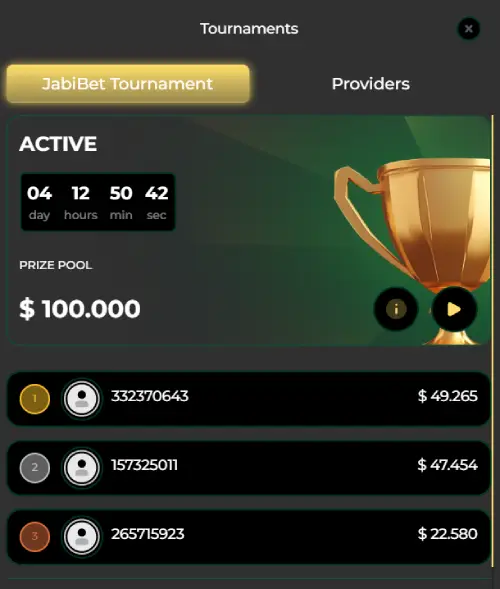 JabiBet Casino tournaments